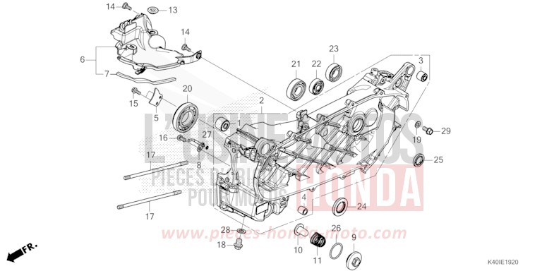 LEFT CRANKCASE for Forza 125 MAT CARNELIAN RED METALLIC (R384) from 2022